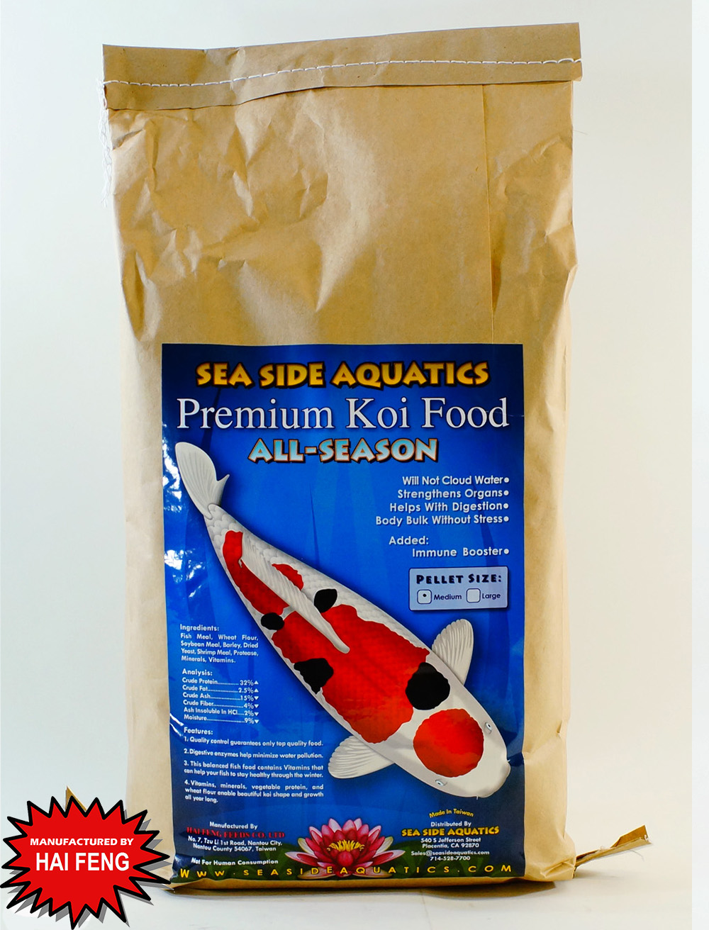 Premium All Season Koi Food 20kg MED - Sea Side Aquatics